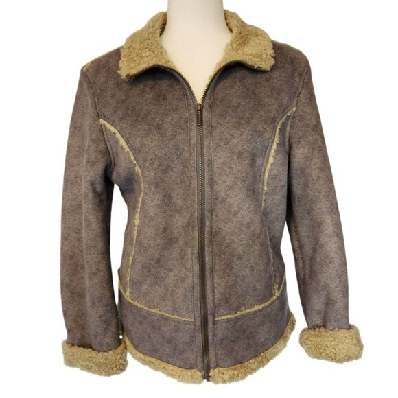 Cabela’s Faux Suede Shearling Jacket Small Brown Sherpa Lined Coat - Picture 1 of 8